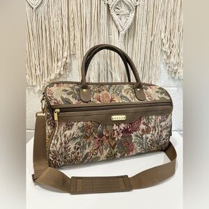 Vintage Jaguar Tapestry Floral Carry-On Travel Bag Adjustable Strap